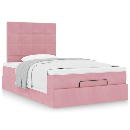 Estrutura de cama otomana com colchões 120x200 cm veludo rosa