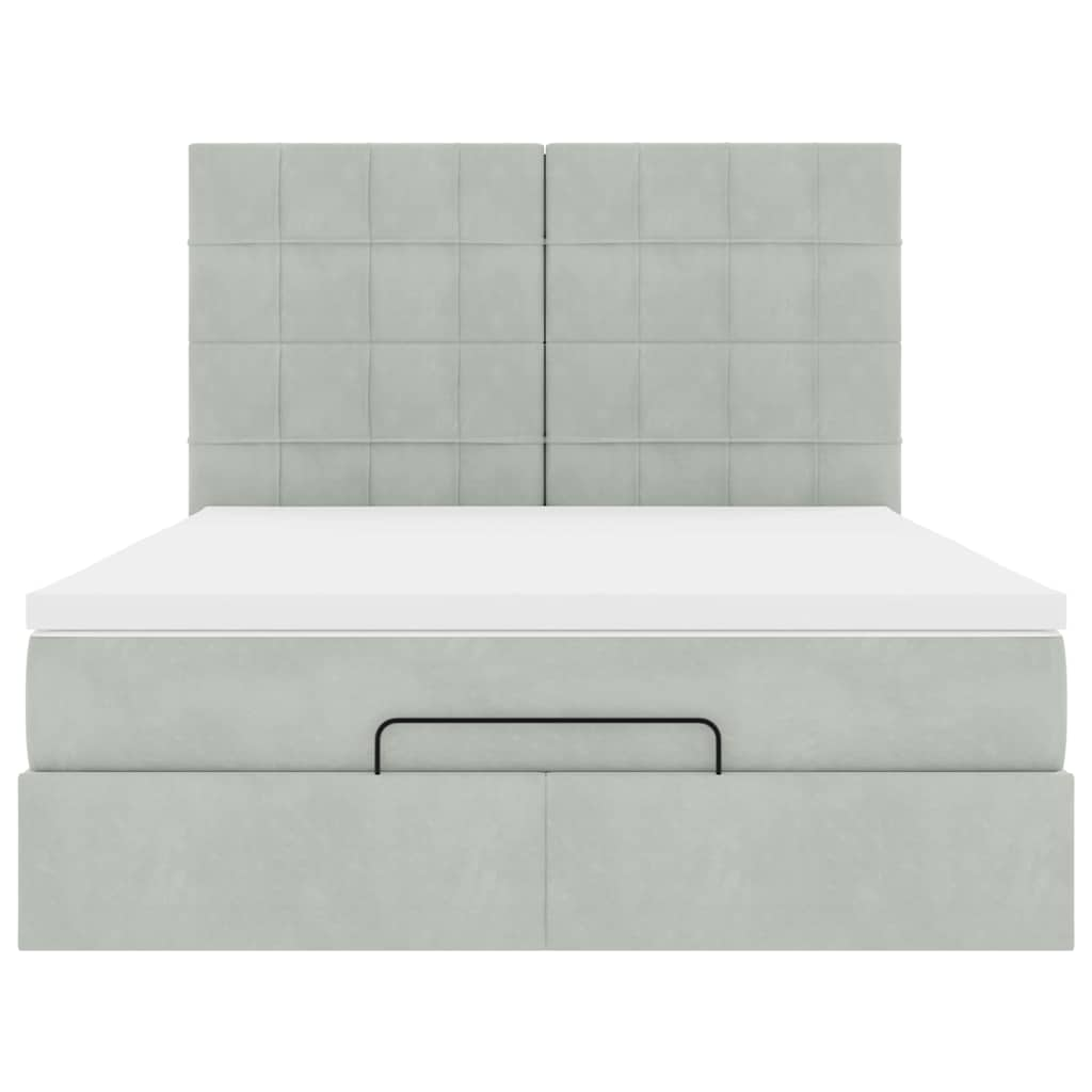 Estrutura de cama otomana com colchões 140x190cm cinzento claro