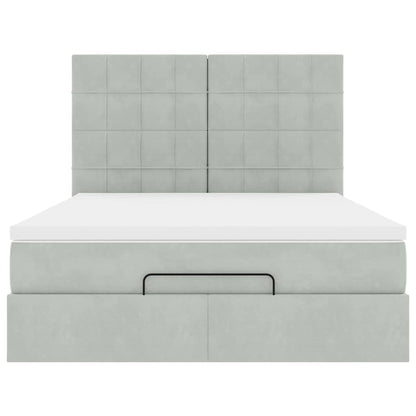 Estrutura de cama otomana com colchões 140x190cm cinzento claro