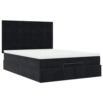 Estrutura de cama otomana com colchões 140x190 cm veludo preto