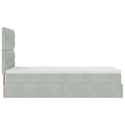 Estrutura cama otomana colchões 90x190 cm veludo cinzento claro