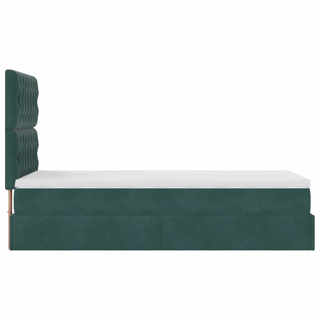 Estrutura cama otomana colchões 90x190cm veludo verde escuro