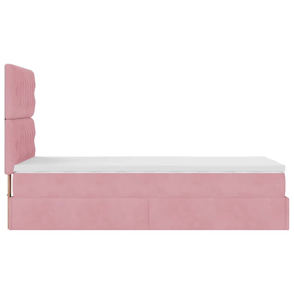 Estrutura de cama otomana com colchões 90x190 cm veludo rosa