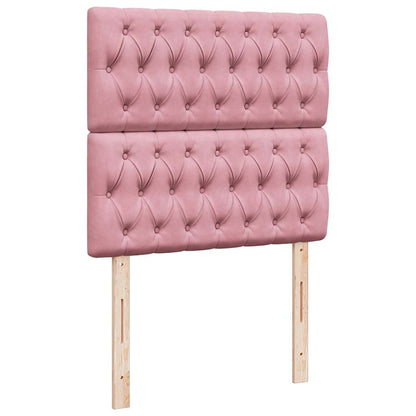 Estrutura de cama otomana com colchões 90x190 cm veludo rosa