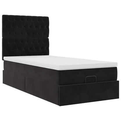 Estrutura de cama otomana vidaXL com colchões preto 100x200cm Veludo