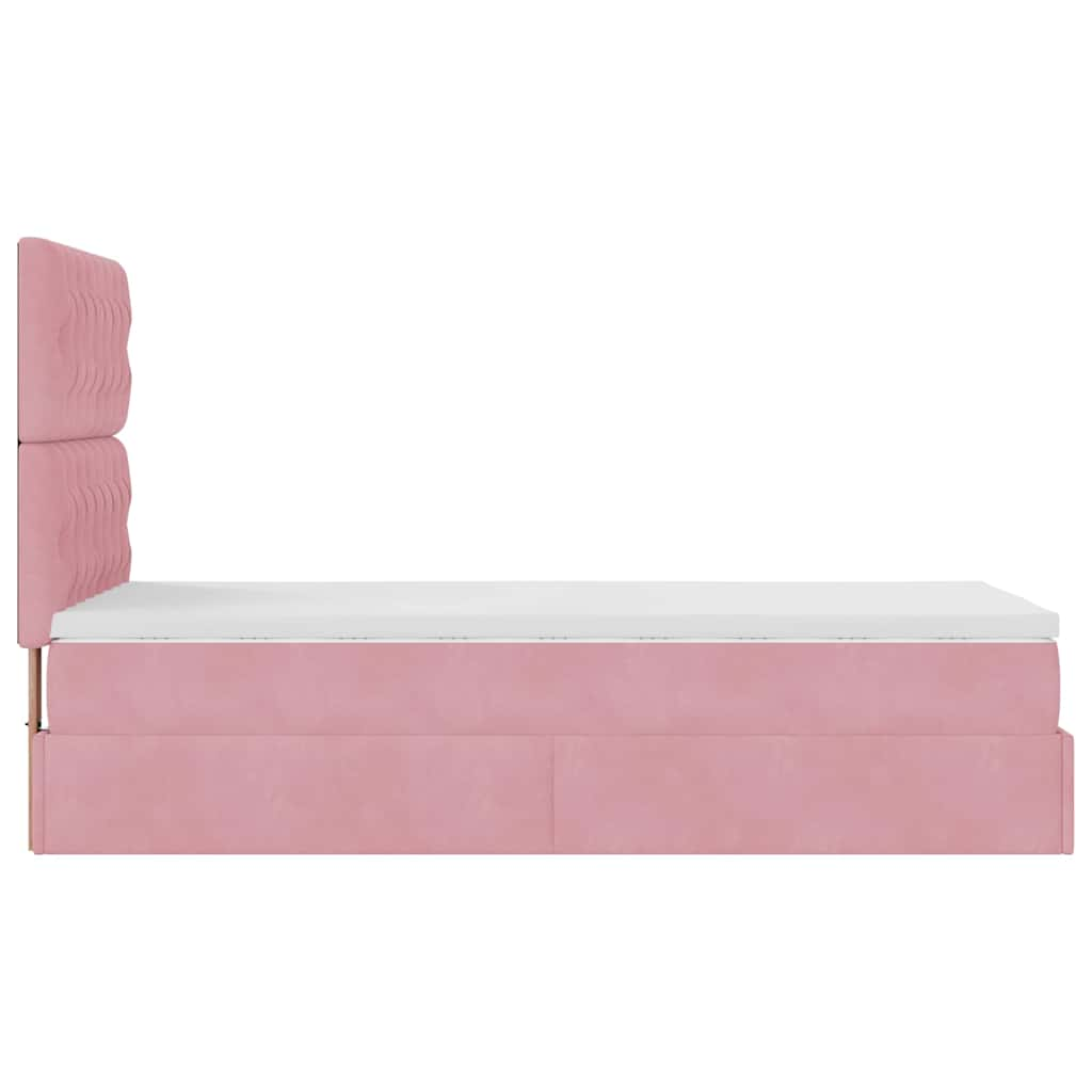 moldura de cama otomana vidaXL com colchões rosa 100x200cm veludo