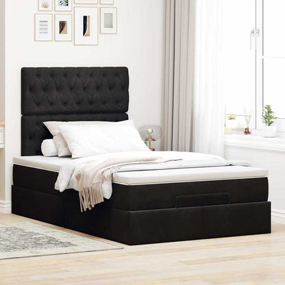 Estrutura de cama otomana com colchões 120x200 cm veludo preto