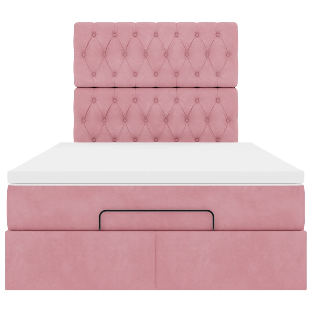 Estrutura de cama otomana com colchões 120x200 cm veludo rosa