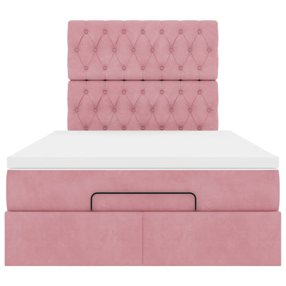 Estrutura de cama otomana com colchões 120x200 cm veludo rosa