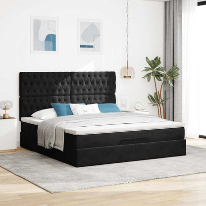 Estrutura de cama otomana com colchões 160x200 cm veludo preto