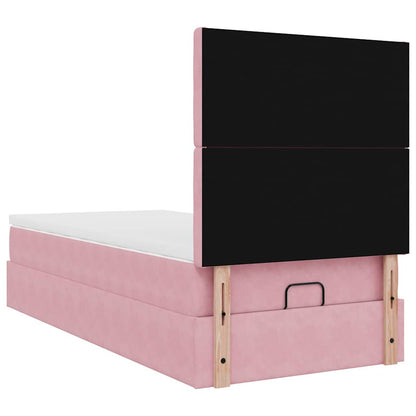 Estrutura de cama otomana com colchões 80x200 cm veludo rosa