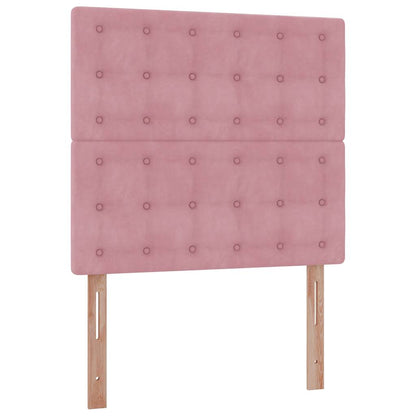 Estrutura de cama otomana com colchões 90x190 cm veludo rosa