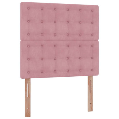 Estrutura de cama otomana com colchões rosa 90x200cm veludo