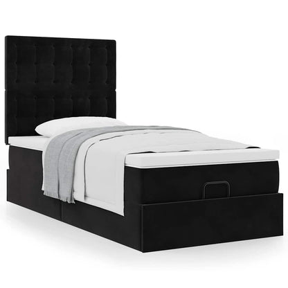 Estrutura de cama otomana vidaXL com colchões preto 100x200cm Veludo