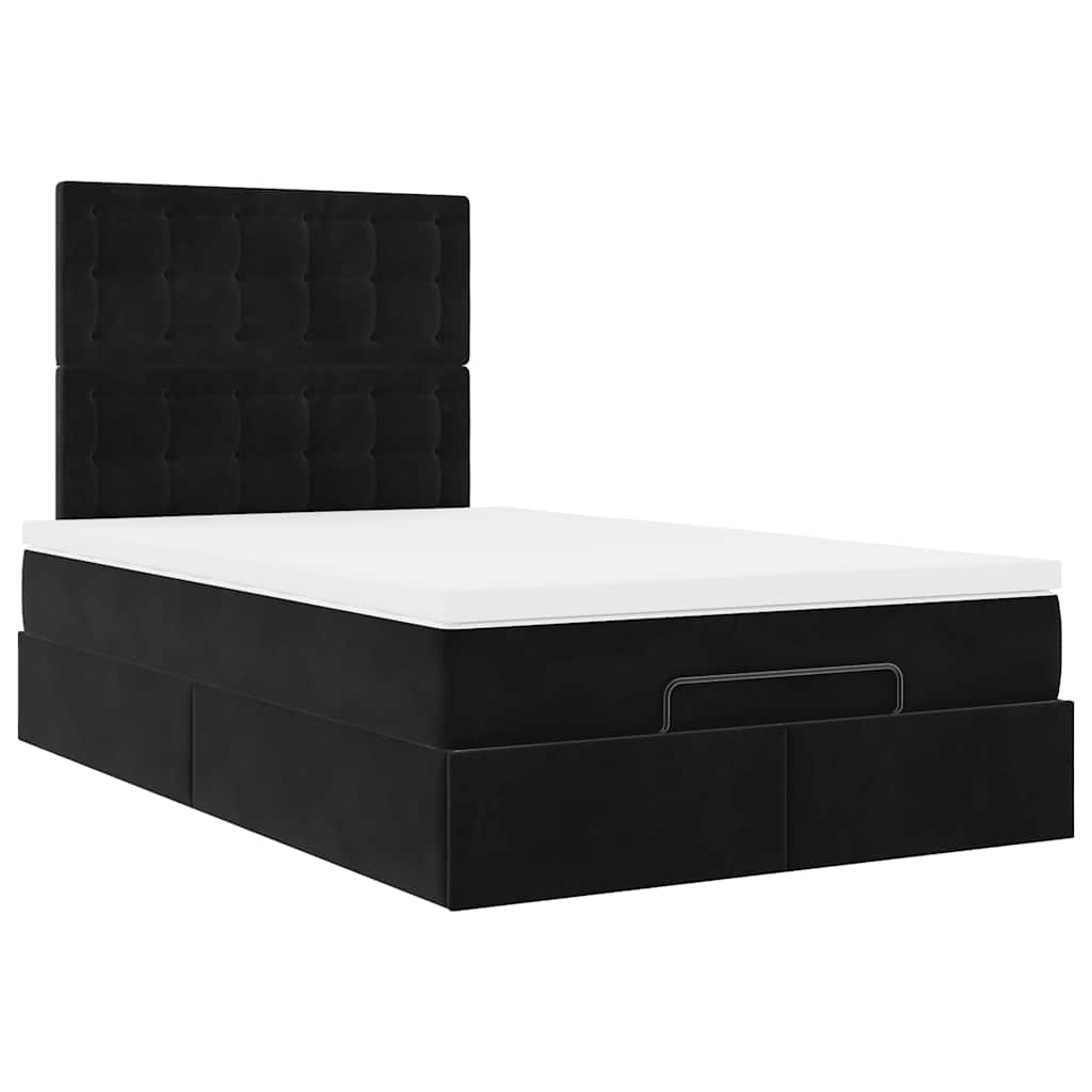 Estrutura de cama otomana com colchões preto 120x190 cm Veludo