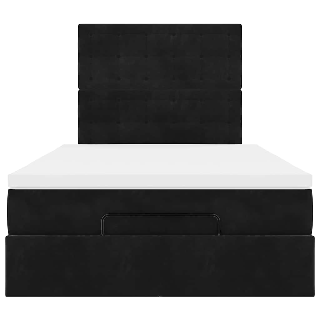 Estrutura de cama otomana com colchões preto 120x190 cm Veludo