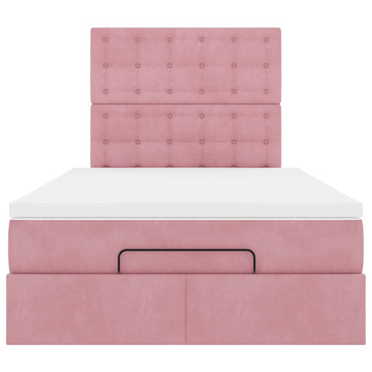 Estrutura de cama otomana com colchões 120x200 cm veludo rosa