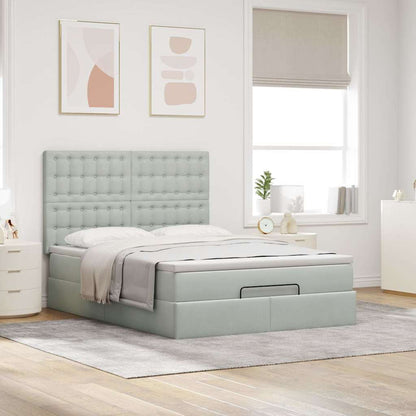 Estrutura de cama otomana com colchões 140x190cm cinzento claro