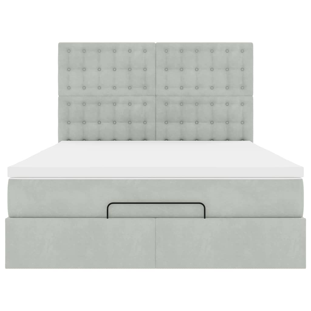 Estrutura de cama otomana com colchões 140x190cm cinzento claro