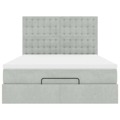 Estrutura de cama otomana com colchões 140x190cm cinzento claro