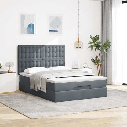 Estrutura cama otomana com colchões 140x190cm cinzento escuro