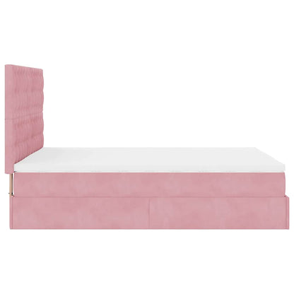 Estrutura de cama otomana com colchões 140x190 cm veludo rosa