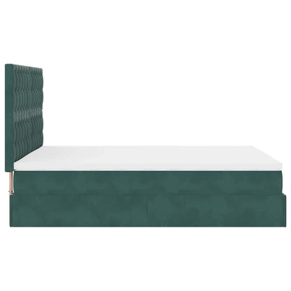 Estrutura cama otomana colchões 140x200 cm veludo verde escuro