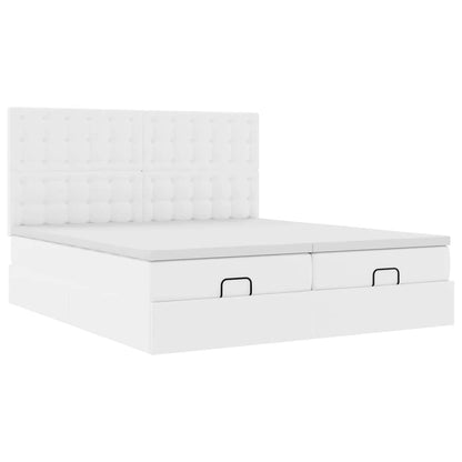 Estrutura de cama otomana com colchões 200x200 cm branco puro