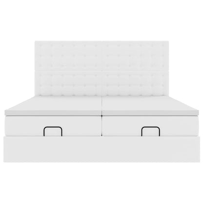 Estrutura de cama otomana com colchões 200x200 cm branco puro