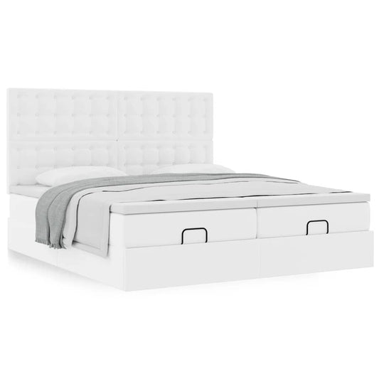 Estrutura de cama otomana com colchões 200x200 cm branco puro