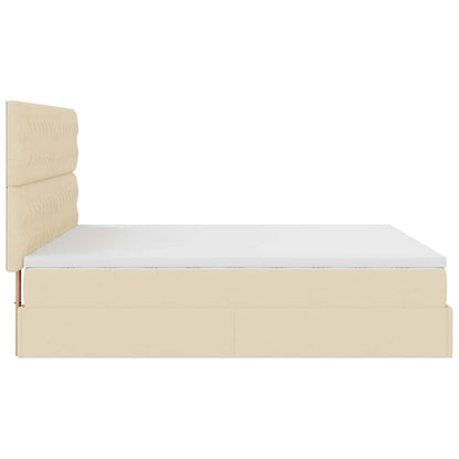 Estrutura de cama otomana com colchões tecido creme 200x200cm