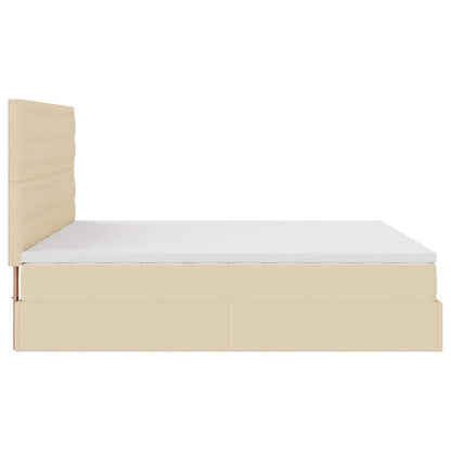 Estrutura de cama otomana com colchões tecido creme 200x200cm