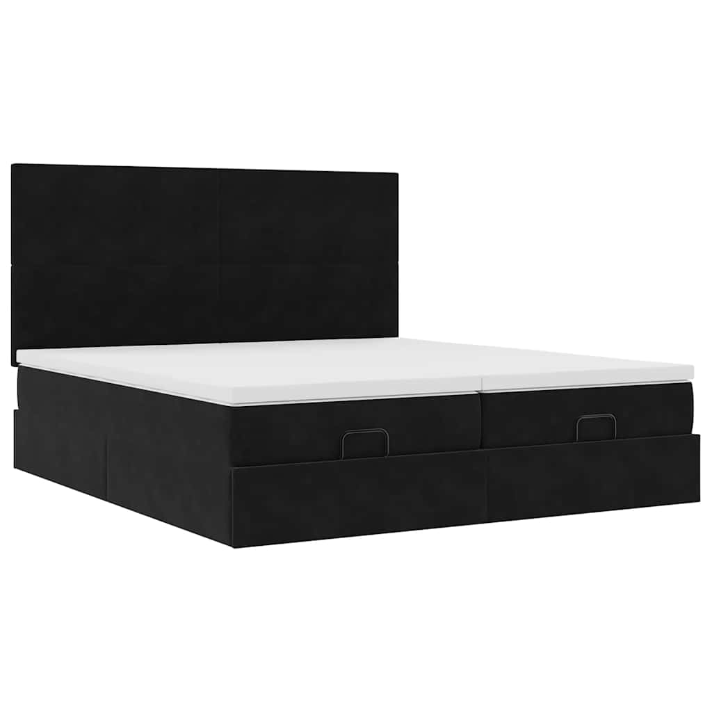 Estrutura de cama otomana com colchões 160x200 cm veludo preto