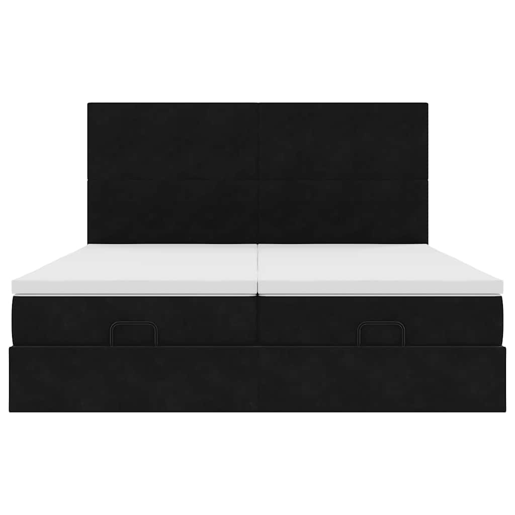 Estrutura de cama otomana com colchões 160x200 cm veludo preto