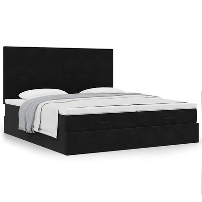 Estrutura de cama otomana com colchões 160x200 cm veludo preto