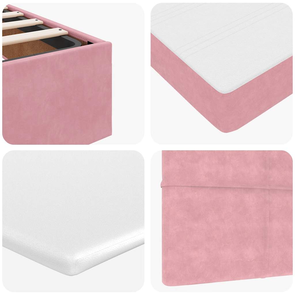 moldura de cama otomana vidaXL com colchão rosa 200x200cm Veludo