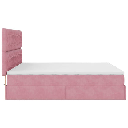 Estrutura de cama otomana com colchões 160x200 cm veludo rosa