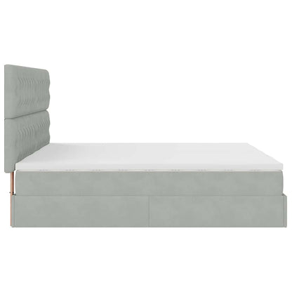 Estrutura cama otomana colchões 180x200cm veludo cinzento claro