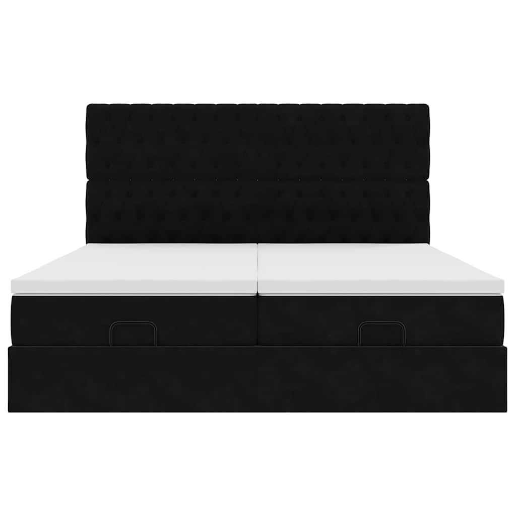 Estrutura de cama otomana com colchões 180x200cm veludo preto