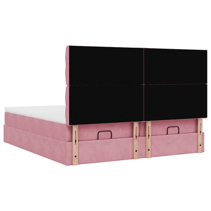 Estrutura de cama otomana com colchões 180x200 cm veludo rosa