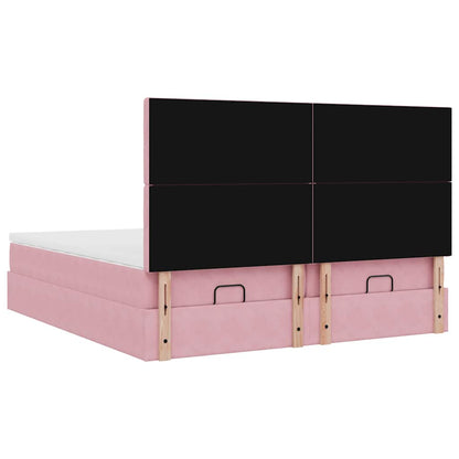 Estrutura de cama otomana com colchões 180x200 cm veludo rosa