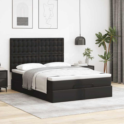 Estrutura de cama otomana com colchão 140x190 cm preta