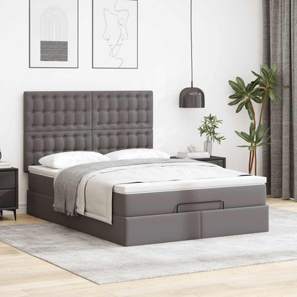 Estrutura de cama otomana com colchão 140x190 cm cinzenta