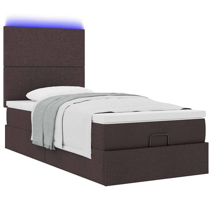 Estrutura cama otomana colchão 90x190 cm tecido castanho escuro