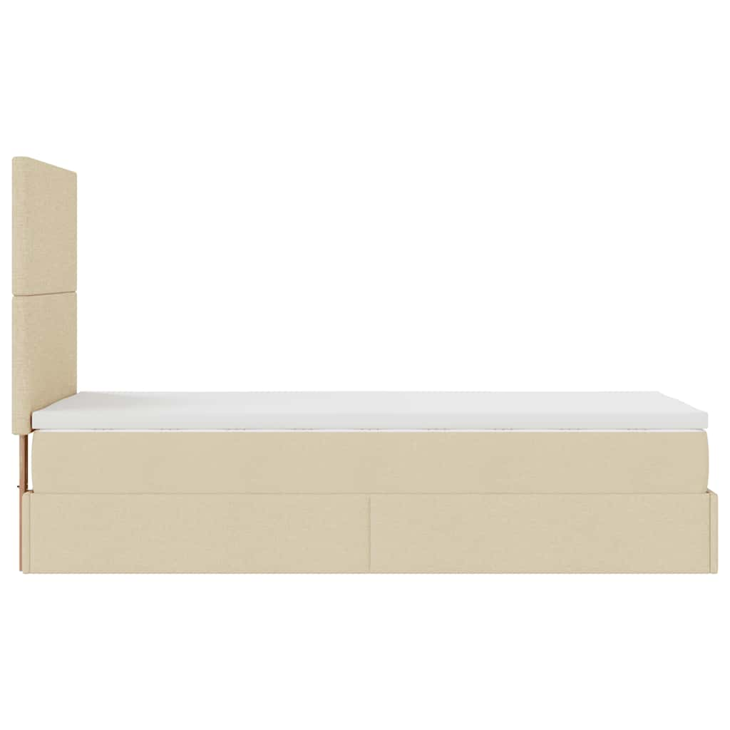 Estrutura de cama otomana com creme de colchão 90x190cm tecido