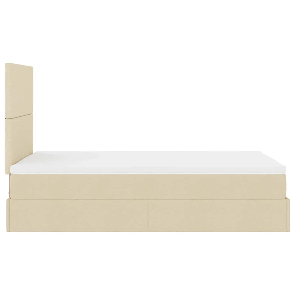 Estrutura de cama otomana com colchão 120x190 cm tecido creme