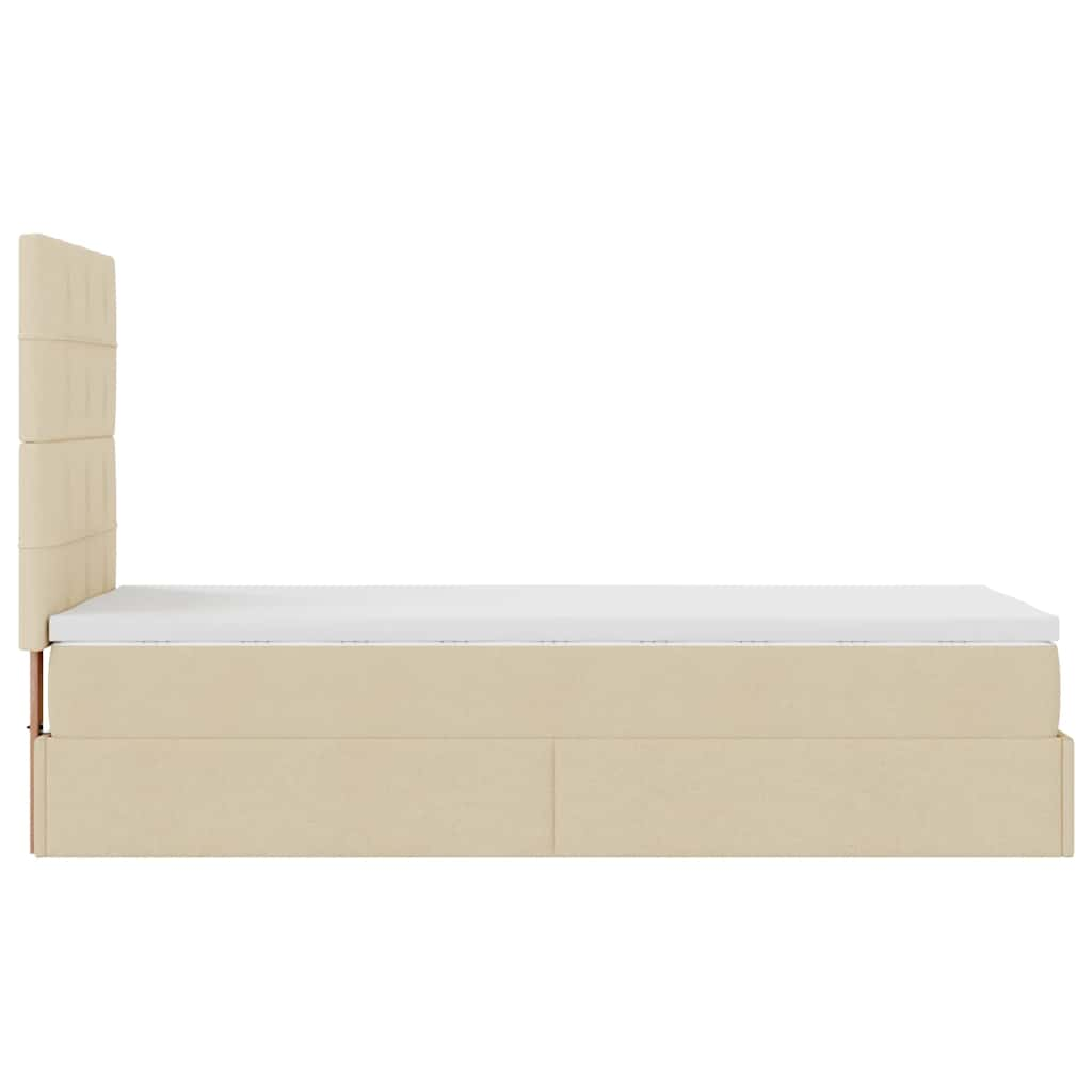 Estrutura de cama otomana com creme de colchão 90x190cm tecido