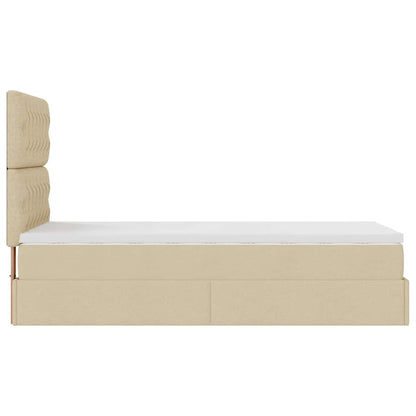 Estrutura de cama otomana com creme de colchão 90x200cm tecido