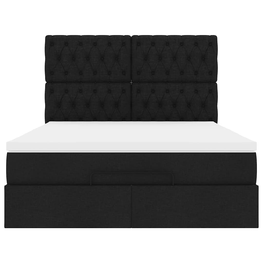 Estrutura de cama otomana com colchão 140x190 cm tecido preto