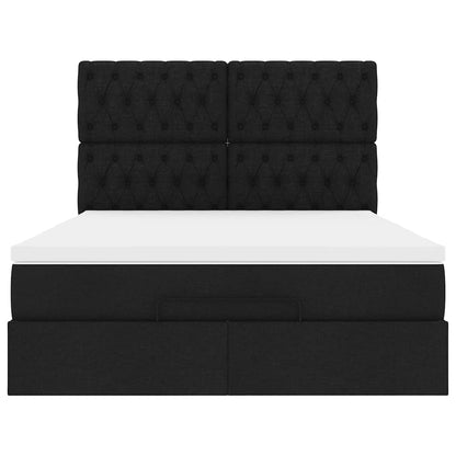 Estrutura de cama otomana com colchão 140x190 cm tecido preto